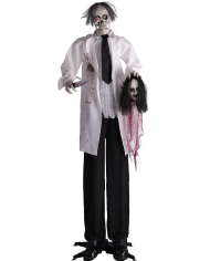 Esqueleto doctor horror de unos 180 cm. de alto con luces, sonido y movimiento (pilas no incluidas) sobre pedestal
