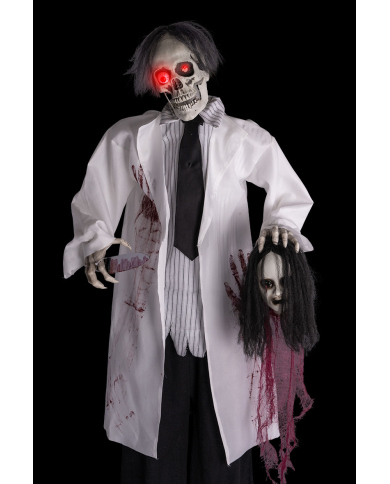 Skelett Horror-Doktor H. ca. 180 cm mit Licht, Ton und Bewegung (Batterien nicht enthalten) auf Sockel