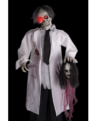 Skelett Horror-Doktor H. ca. 180 cm mit Licht, Ton und Bewegung (Batterien nicht enthalten) auf Sockel
