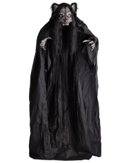 Monstre femme loup, hauteur 180 cm environ avec lumières, son et mouvement (piles non comprises) sur piédestal