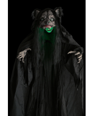 Wolf woman h.cm.180 with lights,sound and movement (batteries not included) on pedestal