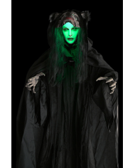 Wolf woman h.cm.180 with lights,sound and movement (batteries not included) on pedestal