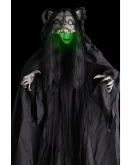 Monstre femme loup, hauteur 180 cm environ avec lumières, son et mouvement (piles non comprises) sur piédestal
