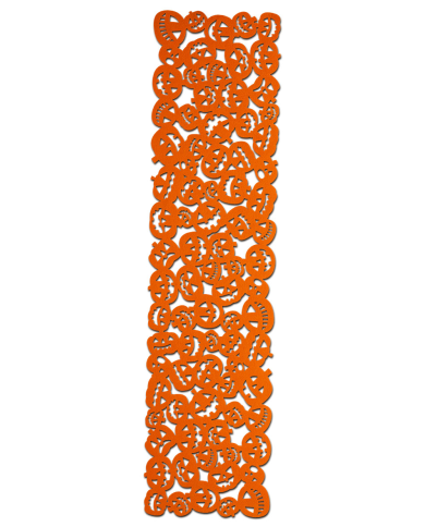 Orange felt runner with pumpkins cm.120x30 with hangtag/label