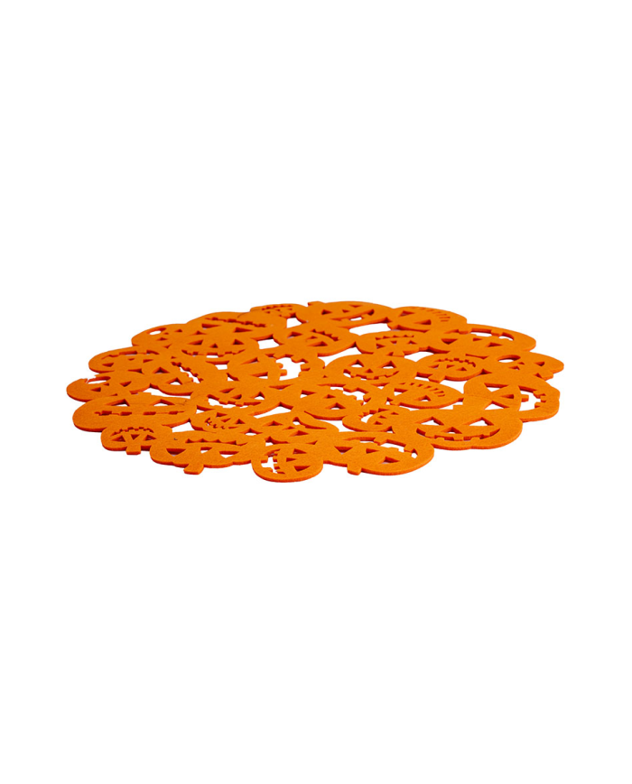 Sous-assiette citrouilles orange en feutre diamètre 38 cm environ avec étiquette volante/étiquette