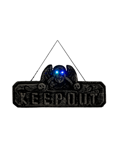 Insegna decorativa Halloween h.cm.20x42 ca. con luci (batterie incluse) in polistirolo con cartellino/etichetta