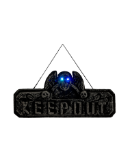 Halloween-Dekorationsschild H. ca. 20x42 cm mit Licht (Batterien enthalten) aus Polystyrol mit Pappschild/Etikett