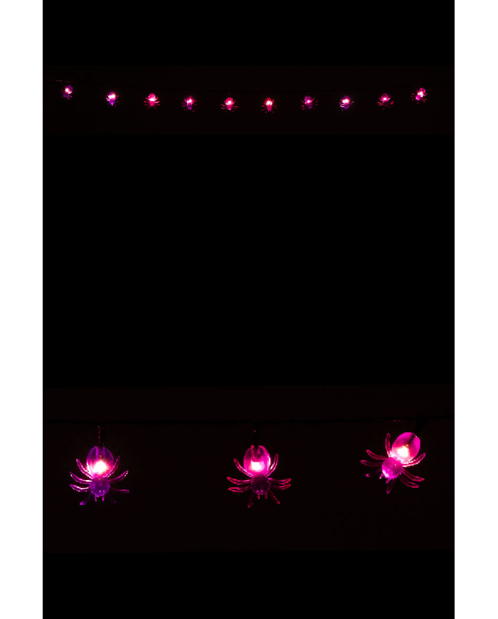 Sarta horizontal con arañas luminosas de unos 120 cm. de largo (pilas no incluidas) en caja