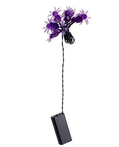 Horizontale Hängeschnur mit leuchtenden Spinnen L. ca. 120 cm (Batterien nicht enthalten) in Schachtel