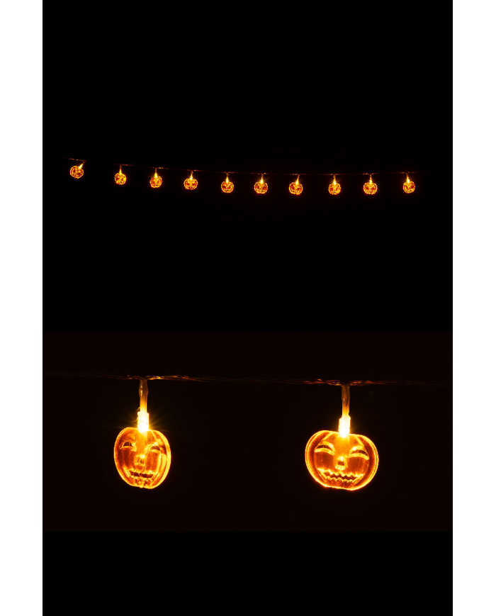Guirlande horizontale avec citrouilles lumineuses, longueur 130 cm environ (piles non comprises) dans une boîte