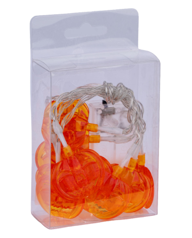 Filza orizzontale con zucche luminose l.cm.130 ca. (batterie escluse) in scatola