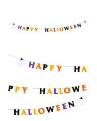 Guirlande horizontale Happy Halloween en feutre, longueur 180 cm environ dans un sachet avec carte d’en-tête
