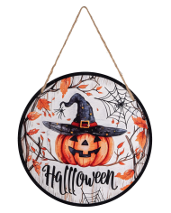 Mdf pumpkin hanging decoration diam cm.35 with label