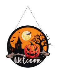 Decorazione Halloween d'appendere in MDF diam.cm.30 ca. con cartellino/etichetta