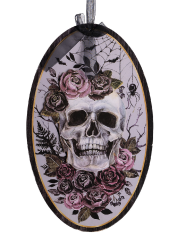 Bild zum Aufhängen Skull Lady aus MDF H. ca. 35 cm mit Pappschild/Etikett