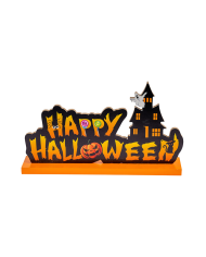 Decorazione Happy Halloween in MDF d'appoggio lungh.cm.28 ca. con cartellino/etichetta