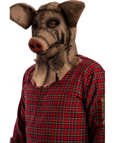 Animal mask in jute canvas with moving jaw, ideal for horror