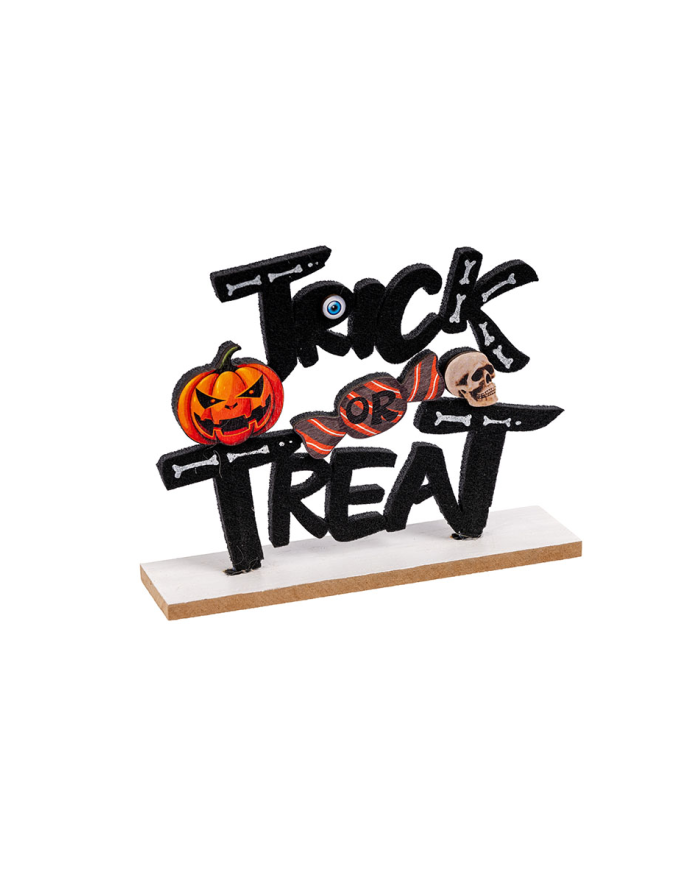 Mdf decoration "trick or treat" cm 15x20 with label