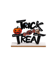 Décoration trick or treat en MDF à poser, hauteur 15x20 cm environ avec étiquette volante/étiquette