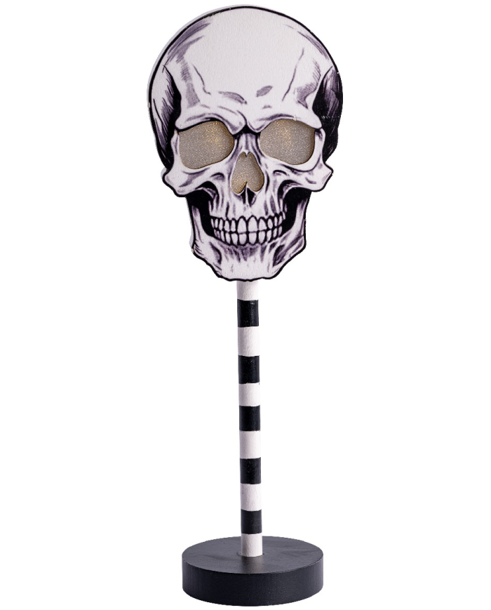 Mdf skull with light cm. 32 (batteries incl.) with label