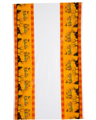 Tovaglia in plastica Happy Halloween l.cm.180x108 ca. in busta con cavallotto