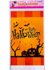 Nappe en plastique Happy Halloween, longueur 180x108 cm environ dans un sachet avec carte d’en-tête