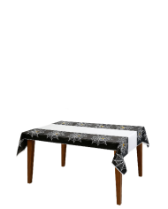 Tovaglia in plastica nera con ragnat l.cm.180x108 ca. in busta con cavallotto