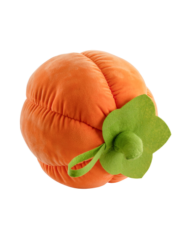 Citrouille décorative souple en tissu diamètre 30 cm environ avec étiquette volante/étiquette