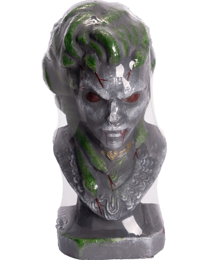 Polystirene spider bust with picket cm.43 with label