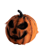 Orange burlap pumpkin with light diam. 16 (batteries not incl.) with label