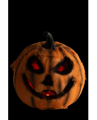 Orange burlap pumpkin with light diam. 16 (batteries not incl.) with label