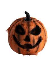 Orange burlap pumpkin with light diam. 16 (batteries not incl.) with label