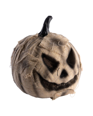 Zucca con tela di juta e luci diam.cm.16 ca. (batterie escluse) con cartellino/etichetta