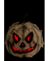 Burlap pumpkin with light diam. 16 (batteries not incl.) with label