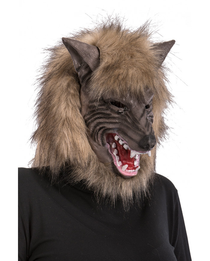 Soft pvc mask with fur, to play a ferocious werewolf. Suitable