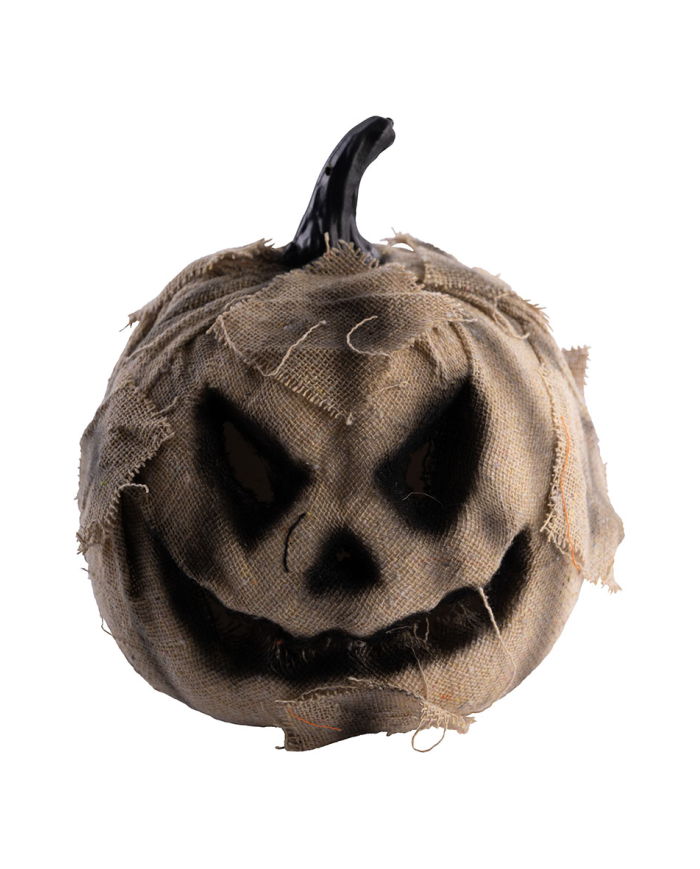 Burlap pumpkin with light diam. 16 (batteries not incl.) with label
