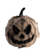 Citrouille avec toile de jute et lumières diamètre 16 cm environ (piles non comprises) avec étiquette volante/étiquette