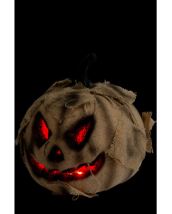 Burlap pumpkin with light diam. 16 (batteries not incl.) with label