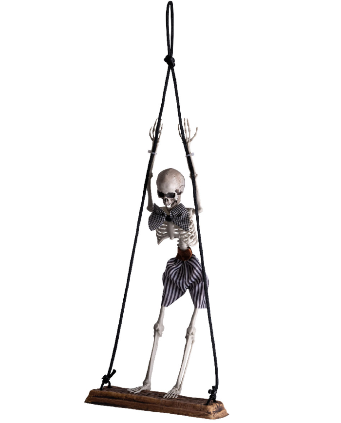 Skelett auf Schaukel zum Aufhängen H. ca. 65 cm in Beutel