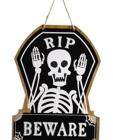 Décoration à suspendre rip en MDF, hauteur 35 cm environ avec étiquette volante/étiquette