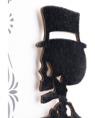Skelett-Dekoration zum Aufhängen aus MDF H. ca. 15x23 cm mit Pappschild/Etikett