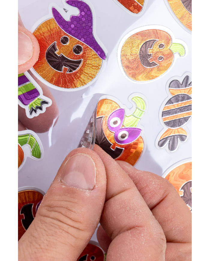 Carpeta de pegatinas de calabazas en bolsa sobre cartoncillo