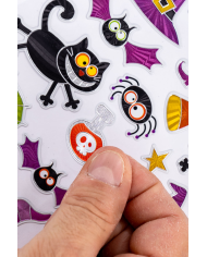 Trägerkarte Sticker kleine Gespenster in Beutel auf Pappkarton