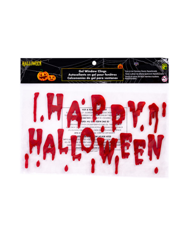 Vitrauphanie en gel Happy Halloween dans un sachet avec carte d’en-tête