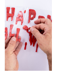 Vetrofania in gel Happy Halloween in busta con cavallotto