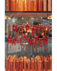 Vitrauphanie en gel Happy Halloween dans un sachet avec carte d’en-tête