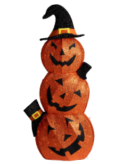 Petites citrouilles lumineuses avec chapeau, hauteur 102 cm environ (220 volt) usage extérieur dans un sachet