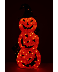 Petites citrouilles lumineuses avec chapeau, hauteur 102 cm environ (220 volt) usage extérieur dans un sachet