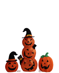 Petites citrouilles lumineuses avec chapeau, hauteur 102 cm environ (220 volt) usage extérieur dans un sachet