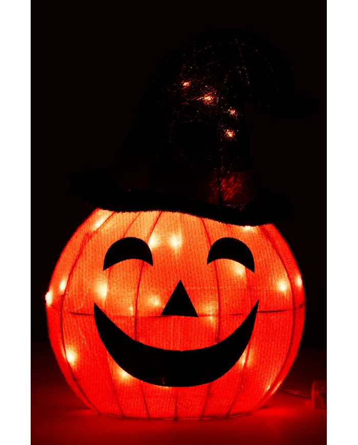 Calabaza luminosa con sombrero de unos 50 cm. de alto (220 voltios) uso exterior en bolsa